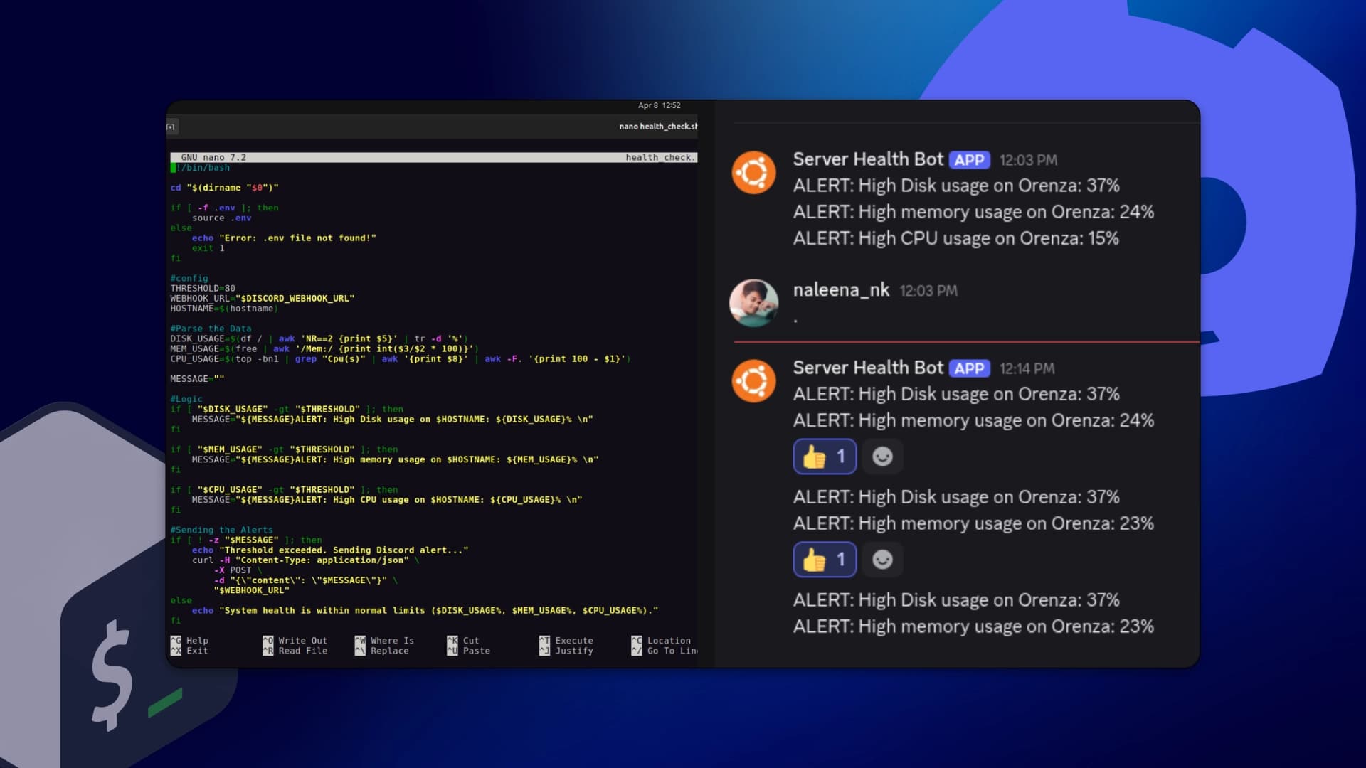 Linux System Alert Script for Discord